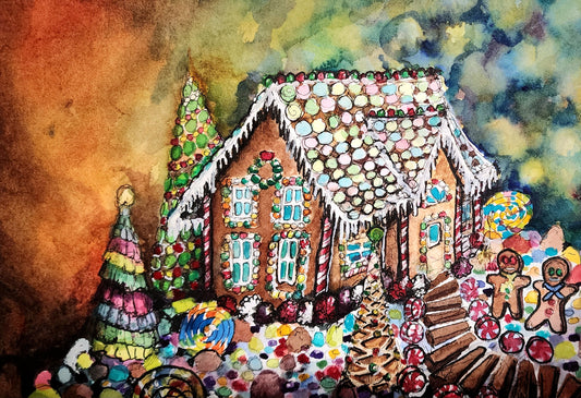 Gingerbread House - Original Watercolour Painting