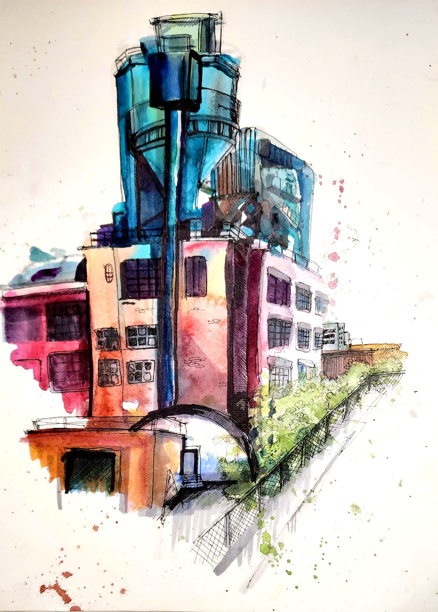 Airboss Factory - Urban Sketch Original Art