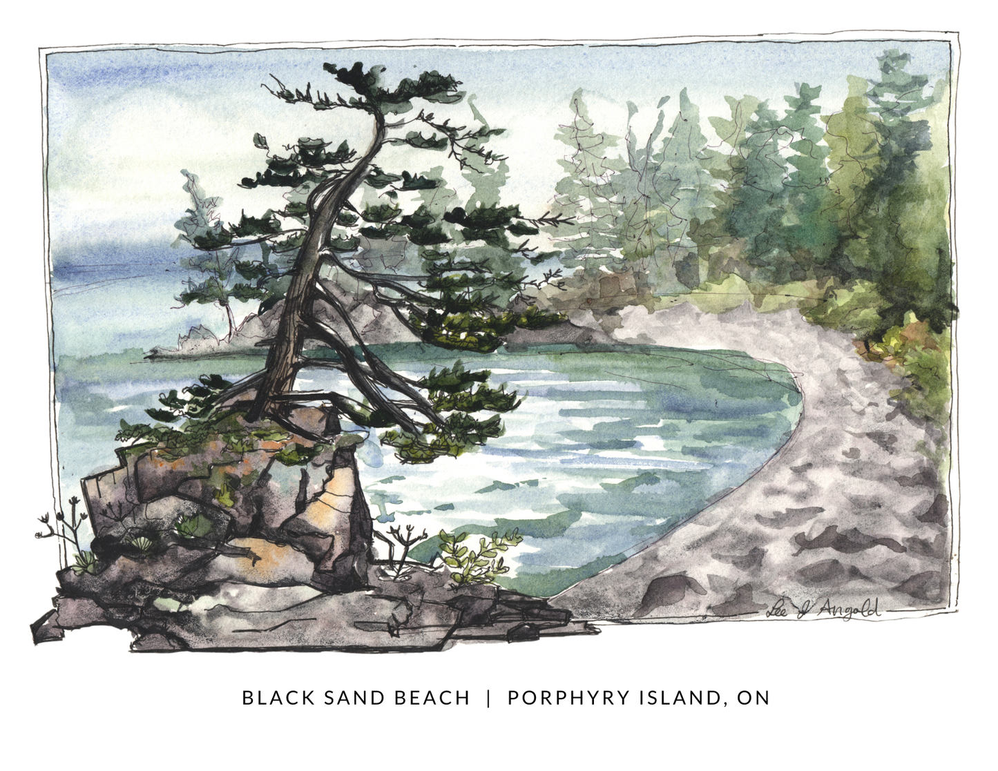 Porphyry Island Black Sand Beach Postcard