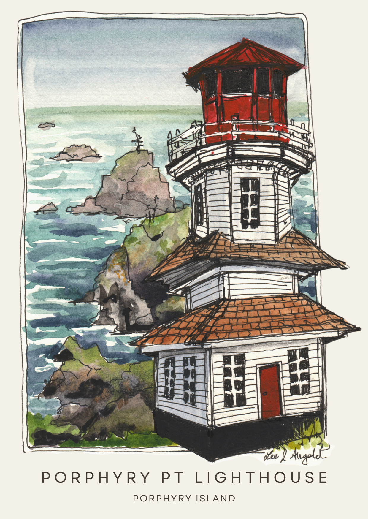 Porphyry Island Lighhouse Postcard